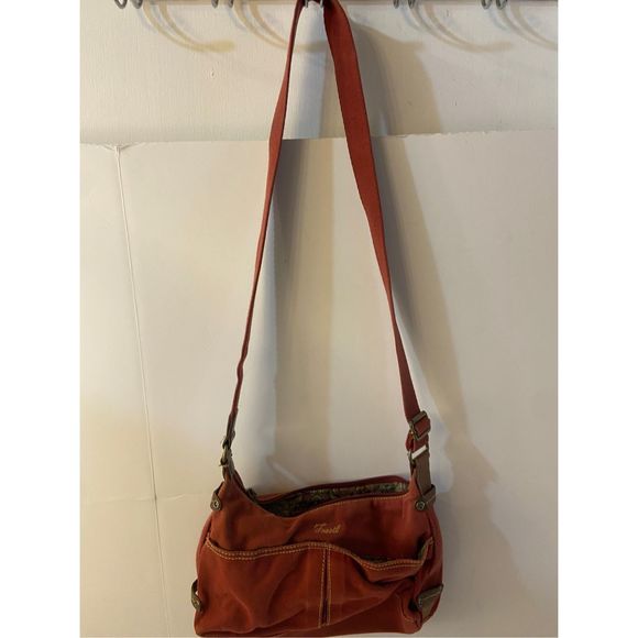 Fossil Burgundy cotton 11x7” zipper snap - Picture 5 of 8